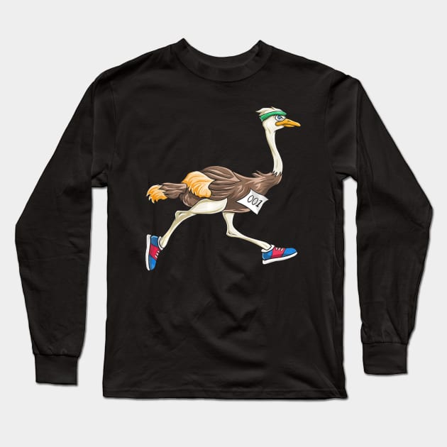 Ostrich Bird Running Marathon T Shirt Gift Women Men Kids Long Sleeve T-Shirt by franzaled